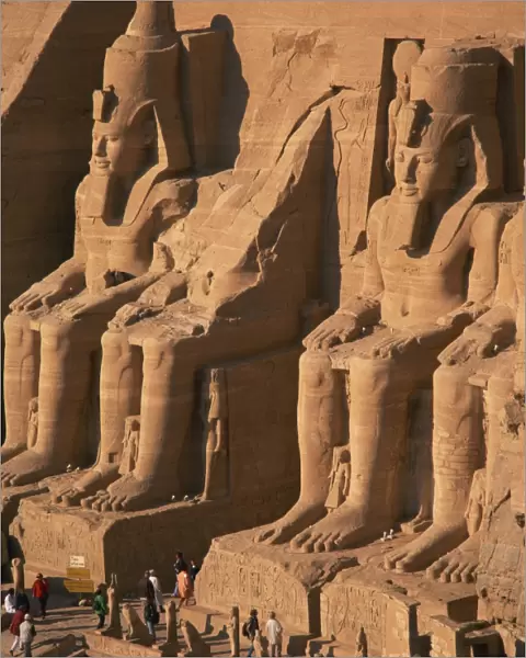 Aerial view over the colossi of Ramses II, Temple of Re-Herakhte, built for Ramses II
