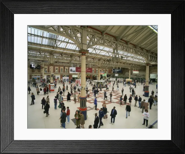 Framed Print : Commuters on the passenger concourse at Victoria Station in London, England Framed Print : Commuters on the passenger concourse at Victoria Station in London, England
