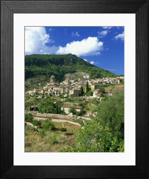 Framed Print : Houses and churches in the hill town of Valldemosa on Majorca, Balearic Islands Framed Print : Houses and churches in the hill town of Valldemosa on Majorca, Balearic Islands