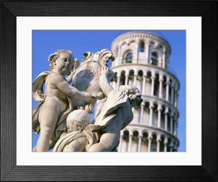 Framed Print : Statues in front of the Leaning Tower in Pisa, UNESCO World Heritage Site Framed Print : Statues in front of the Leaning Tower in Pisa, UNESCO World Heritage Site