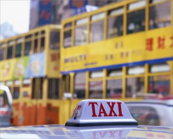 Taxi and buses in Causeway Bay, Hong Kong, China, Asia
