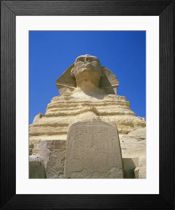 Framed Print : The Great Sphinx and tablet or stela, Giza, UNESCO World Heritage Site