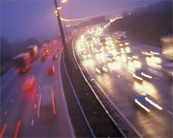 Traffic on motorway at dusk, United Kingdom, Europe