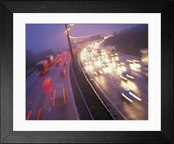Framed Print : Traffic on motorway at dusk, United Kingdom, Europe Framed Print : Traffic on motorway at dusk, United Kingdom, Europe