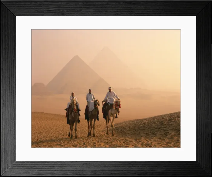 Framed Print : Camel riders at Giza Pyramids, UNESCO World Heritage Site, Giza, Cairo Framed Print : Camel riders at Giza Pyramids, UNESCO World Heritage Site, Giza, Cairo