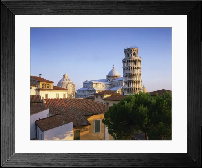 Framed Print : Skyline with the Leaning Tower, Duomo and Baptistery in the city of Pisa Framed Print : Skyline with the Leaning Tower, Duomo and Baptistery in the city of Pisa