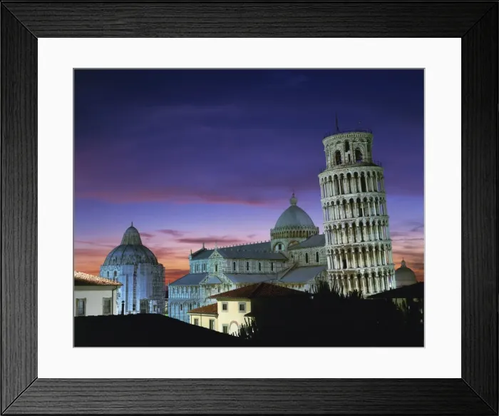 Framed Print : The Leaning Tower, Duomo and Baptistery at sunset in the city of Pisa, UNESCO World Heritage Site Framed Print : The Leaning Tower, Duomo and Baptistery at sunset in the city of Pisa, UNESCO World Heritage Site