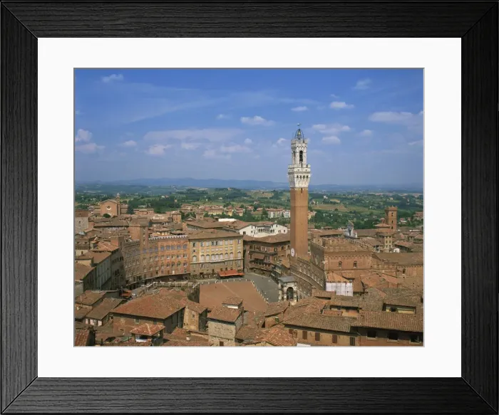 Framed Print : The Piazza del Campo and houses on the skyline of the town of Siena, UNESCO World Heritage Site Framed Print : The Piazza del Campo and houses on the skyline of the town of Siena, UNESCO World Heritage Site