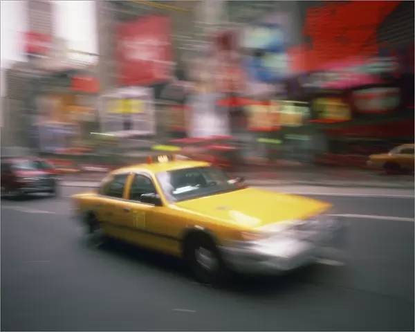 Yellow cab on the street in Times Square in New York, United States of America