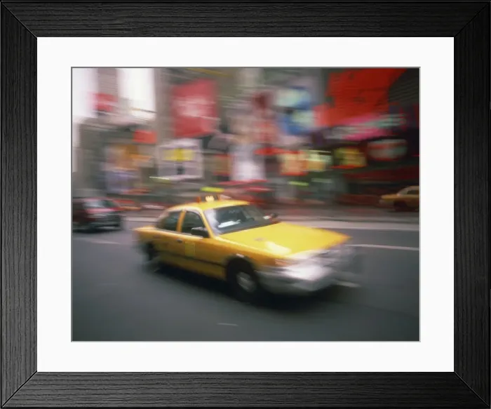 Framed Print : Yellow cab on the street in Times Square in New York, United States of America Framed Print : Yellow cab on the street in Times Square in New York, United States of America