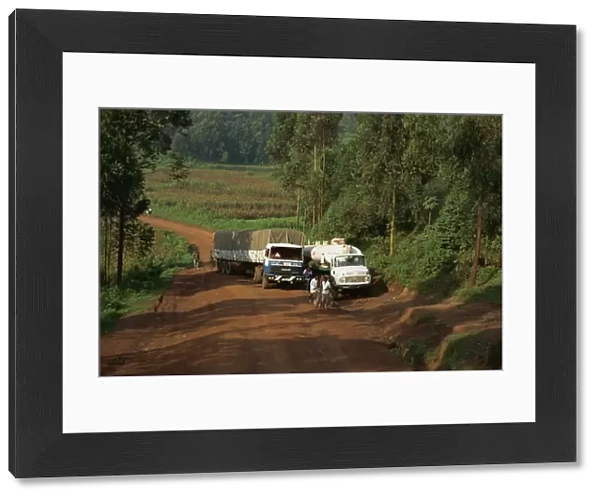 World Food Program truck in transit from Rwanda, near Kisoro, Uganda, East Africa, Africa