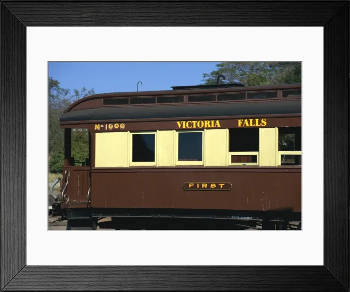 Framed Print : First class carriage at railway station, Victoria Falls, Zimbabwe, Africa