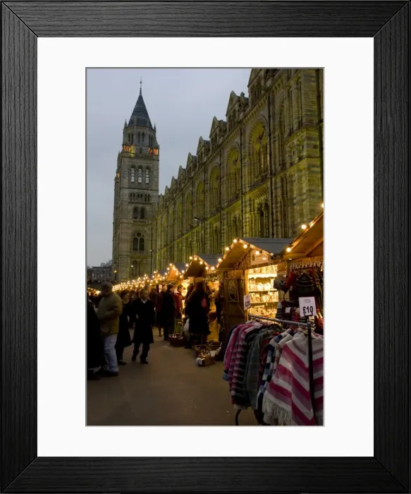 Framed Print : Christmas Market outside the Natural History Museum, London, England, United Kingdom Framed Print : Christmas Market outside the Natural History Museum, London, England, United Kingdom