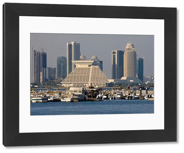 Doha Bay and city skyline, Doha, Qatar, Middle East