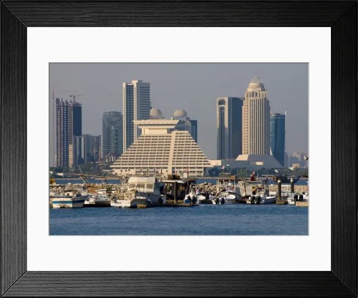 Framed Print : Doha Bay and city skyline, Doha, Qatar, Middle East Framed Print : Doha Bay and city skyline, Doha, Qatar, Middle East