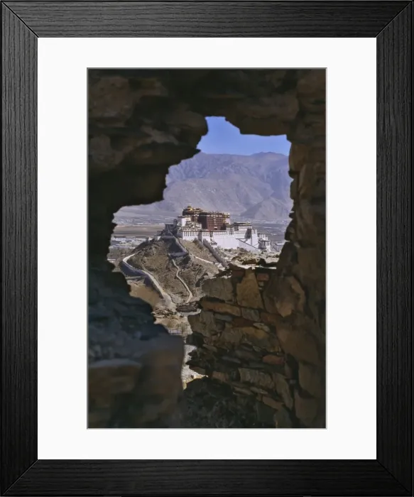 Framed Print : Potala Palace, UNESCO World Heritage Site, seen through ruined fort window Framed Print : Potala Palace, UNESCO World Heritage Site, seen through ruined fort window
