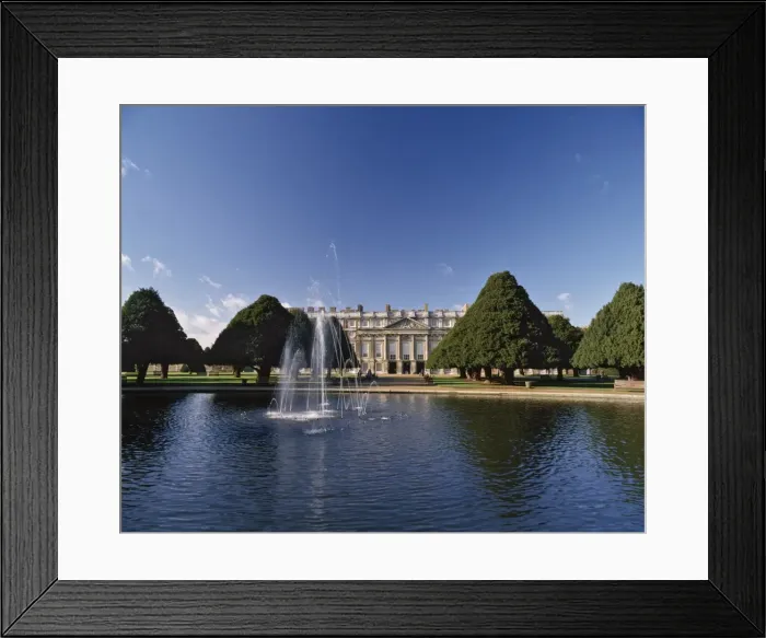 Framed Print : Lake, fountain and ornamental trees in Hampton Court Palace grounds, near London Framed Print : Lake, fountain and ornamental trees in Hampton Court Palace grounds, near London