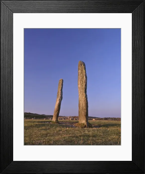 Framed Print : Penrhos Feilw standing stones, 3m high and 3. 3m apart, probably erected in the early Bronze Age between 2000 and 1500BC, Anglesey, Gwynedd, North Wales, United Framed Print : Penrhos Feilw standing stones, 3m high and 3. 3m apart, probably erected in the early Bronze Age between 2000 and 1500BC, Anglesey, Gwynedd, North Wales, United