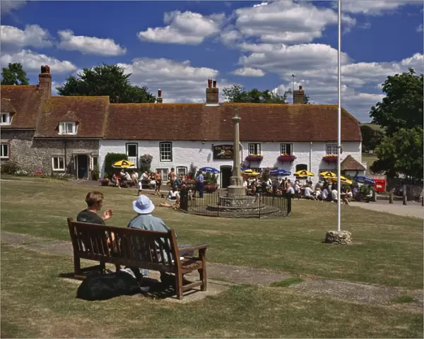Village green and pub in East Dean, East Sussex, England, United Kingdom, Europe