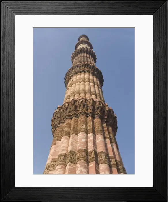 Framed Print : Qutb Minar, victory tower built between 1193 and 1368 of sandstone, 73m high Framed Print : Qutb Minar, victory tower built between 1193 and 1368 of sandstone, 73m high