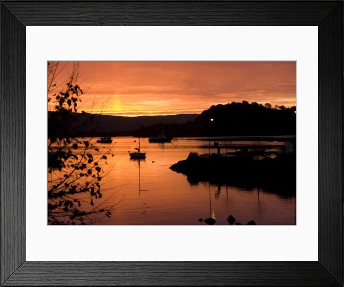 Framed Print : Sunrise over Tobermory Harbour and Calve Island in the Sound of Mull, Tobermory Framed Print : Sunrise over Tobermory Harbour and Calve Island in the Sound of Mull, Tobermory