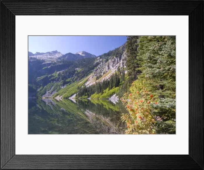 Framed Print : Rainy Lake and Frisco Mountain, Okanogan National Forest, North Cascades mountain range Framed Print : Rainy Lake and Frisco Mountain, Okanogan National Forest, North Cascades mountain range