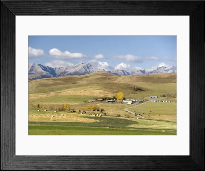 Framed Print : Kananaskis Mountains, Canadian Rockies Front Ranges, with farmed foothills near Okotoks Framed Print : Kananaskis Mountains, Canadian Rockies Front Ranges, with farmed foothills near Okotoks
