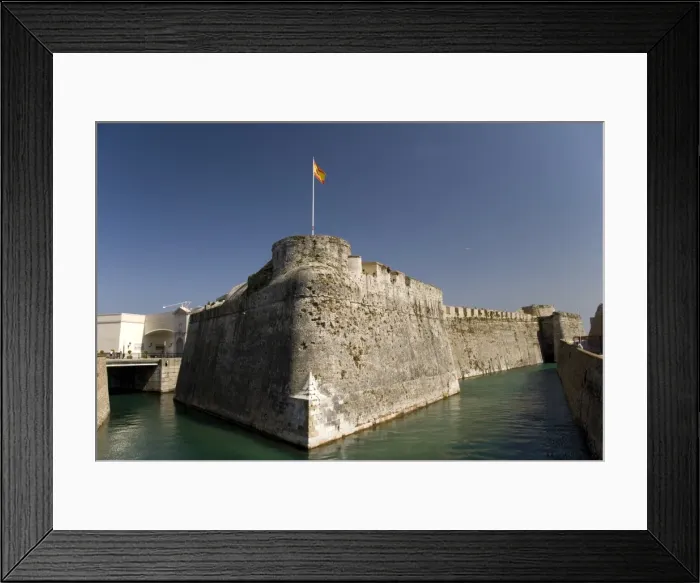 Framed Print : Defensive city wall and moat across the narrow approach isthmus, Ceuta Framed Print : Defensive city wall and moat across the narrow approach isthmus, Ceuta