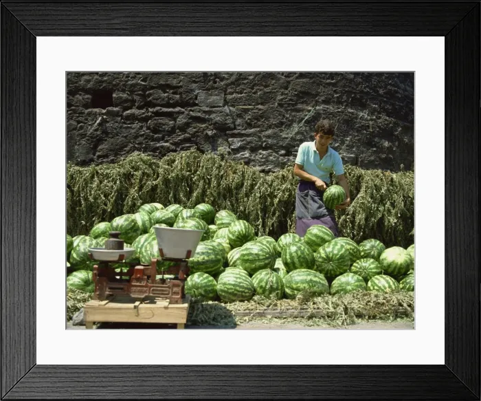 Framed Print : Watermelons for sale on a street corner, Istanbul, Turkey, Europe Framed Print : Watermelons for sale on a street corner, Istanbul, Turkey, Europe