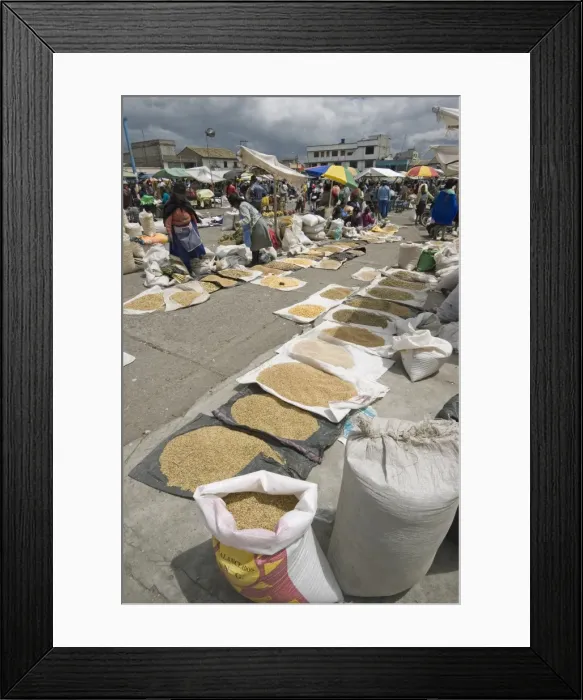 Framed Print : Staples like rice and pulses for sale at the huge market in Saquisili, north of Latacunga Framed Print : Staples like rice and pulses for sale at the huge market in Saquisili, north of Latacunga