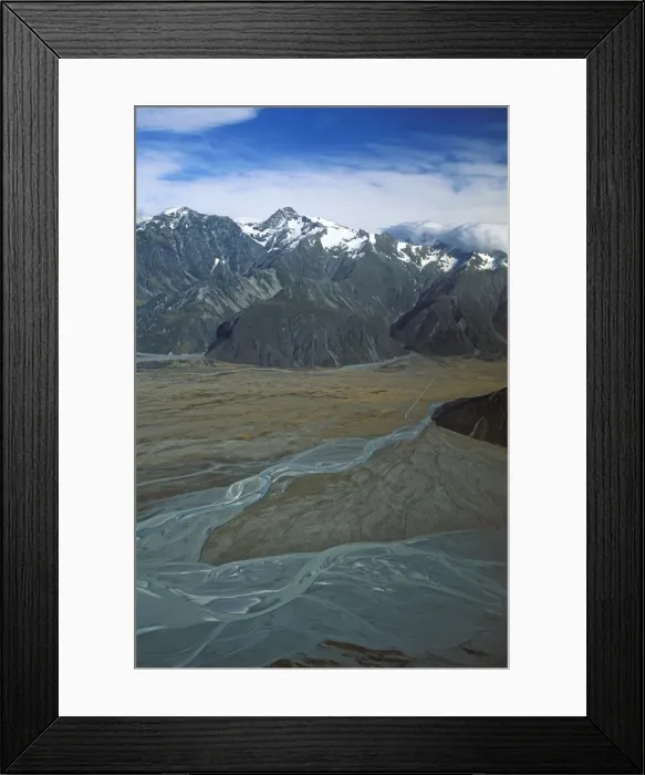 Framed Print : The confluence of the Hooker and Tasman Rivers and the Ben Ohau Range between Lake Pukaki Framed Print : The confluence of the Hooker and Tasman Rivers and the Ben Ohau Range between Lake Pukaki