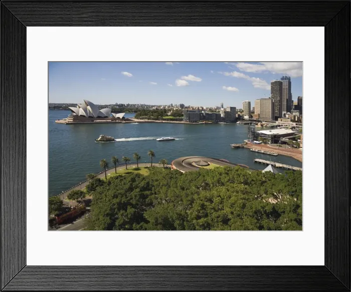 Framed Print : View from Harbour Bridge over Dawes Point to the Opera House and Circular Quay Framed Print : View from Harbour Bridge over Dawes Point to the Opera House and Circular Quay