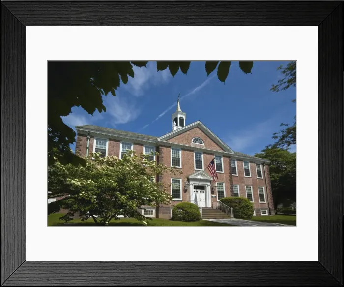 Framed Print : Andrews School, built in 1938 in memory of Robert Shaw Andrews who had been superintendent of Bristol schools, on Hope Street in Bristol, Rhode Island, New England, United States of America