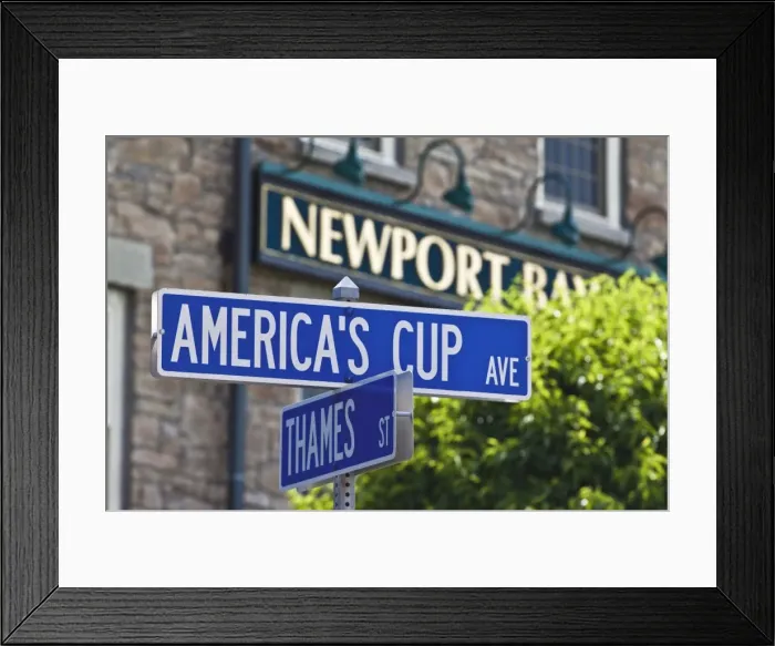 Framed Print : Street sign reflecting Newports sailing and historic heritage at the junction of Americas Cup Avenue and Thames Street in Newport, Rhode Island, New England, United States of America Framed Print : Street sign reflecting Newports sailing and historic heritage at the junction of Americas Cup Avenue and Thames Street in Newport, Rhode Island, New England, United States of America