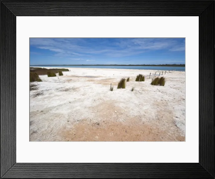 Framed Print : Salt and algal deposits at Lake Clifton, one of a string of coastal lakes south of Mandurah Framed Print : Salt and algal deposits at Lake Clifton, one of a string of coastal lakes south of Mandurah