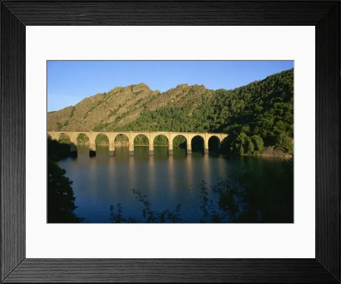 Framed Print : Lac de Villefort and railway viaduct, Cevennes, Lozere, Languedoc-Roussillon Framed Print : Lac de Villefort and railway viaduct, Cevennes, Lozere, Languedoc-Roussillon