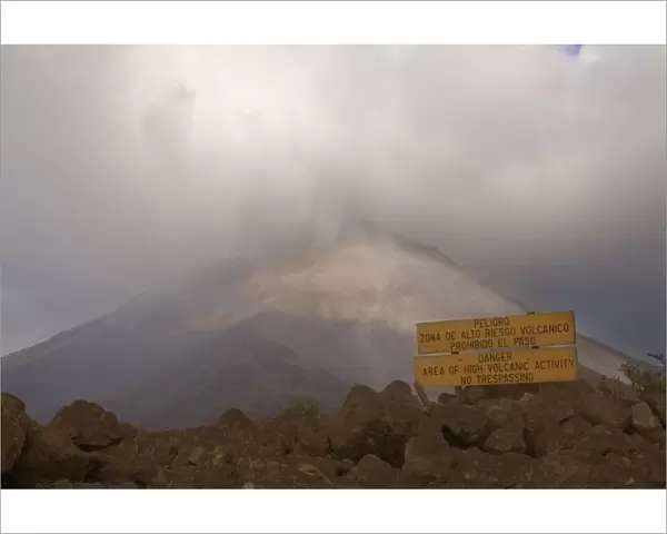 Warning notice, Arenal volcano, Costa Rica, Central America