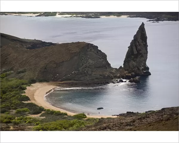 Pinnacle and beach, Bartolome Island, Galapagos, UNESCO World Heritage Site