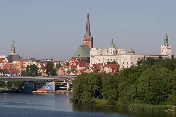 Castle, cathedral and River Odra, Szczecin, West Pomerania, Poland, Europe