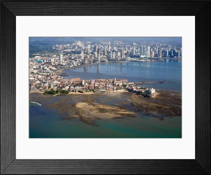 Framed Print : Aerial view of city showing the old town of Casco Viejo also known as San Felipe Framed Print : Aerial view of city showing the old town of Casco Viejo also known as San Felipe
