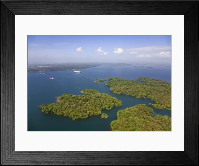 Framed Print : Container ships on Gatun Lake heading for Gatun Locks, Panama Canal, Panama Framed Print : Container ships on Gatun Lake heading for Gatun Locks, Panama Canal, Panama