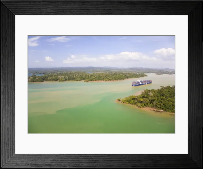 Framed Print : Container ship transiting Panama Canal, Gatun Lake, Panama, Central America Framed Print : Container ship transiting Panama Canal, Gatun Lake, Panama, Central America