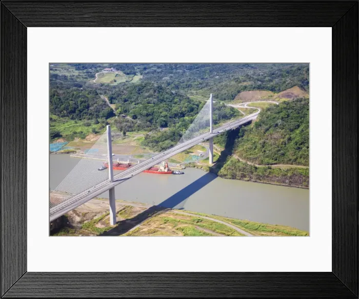Framed Print : Container ship going under Centenario Bridge (Puente Centenario) and the Panama Canal Framed Print : Container ship going under Centenario Bridge (Puente Centenario) and the Panama Canal