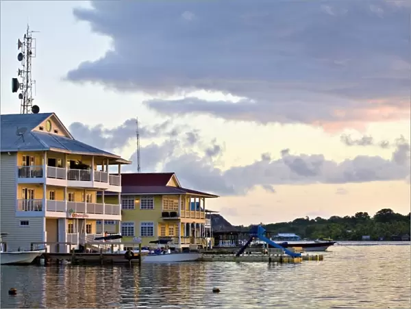 Waterfront hotels, Colon Island (Isla Colon), Bocas del Toro Province, Panama
