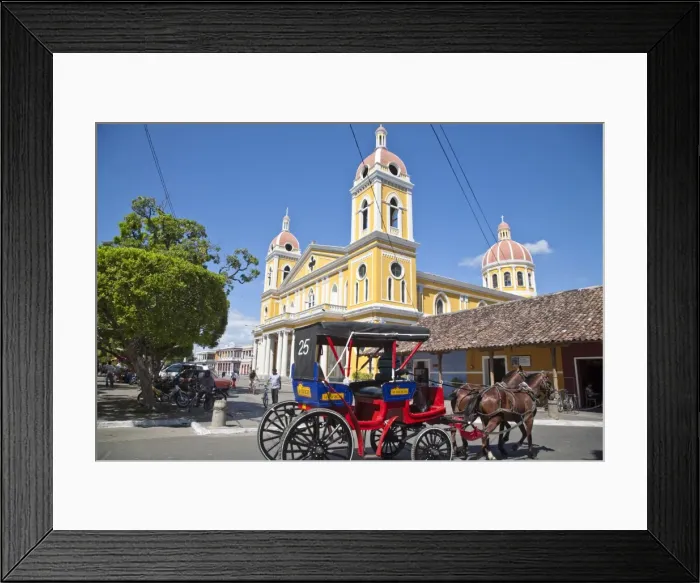 Framed Print : Horse cart passing Cathedral de Granada, Park Colon (Park Central), Granada Framed Print : Horse cart passing Cathedral de Granada, Park Colon (Park Central), Granada