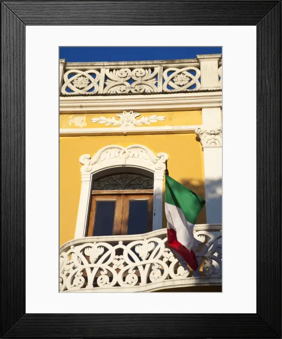 Framed Print : Flag on building, Park Colon, Park Central, Granada, Nicaragua, Central America Framed Print : Flag on building, Park Colon, Park Central, Granada, Nicaragua, Central America