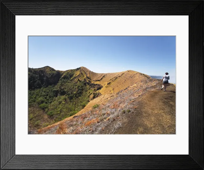 Framed Print : Tourist walks round Masaya crater, Santiago crater, Park National Volcan Masaya Framed Print : Tourist walks round Masaya crater, Santiago crater, Park National Volcan Masaya