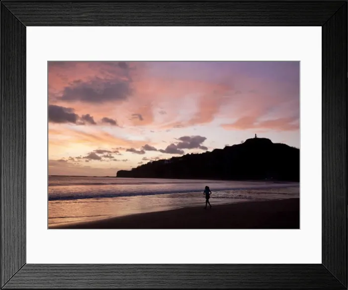 Framed Print : Woman walking along beach, San Juan Del Sur, Nicaragua, Central America Framed Print : Woman walking along beach, San Juan Del Sur, Nicaragua, Central America