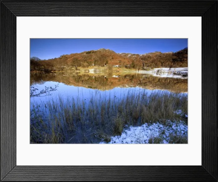 Framed Print : Winter view across Loughrigg Tarn with reflections, near Ambleside, Lake District National Park Framed Print : Winter view across Loughrigg Tarn with reflections, near Ambleside, Lake District National Park