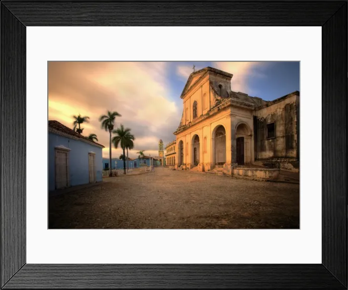Framed Print : The church of the Holy Trinity bathed in evening light, Plaza Mayor, Trinidad Framed Print : The church of the Holy Trinity bathed in evening light, Plaza Mayor, Trinidad
